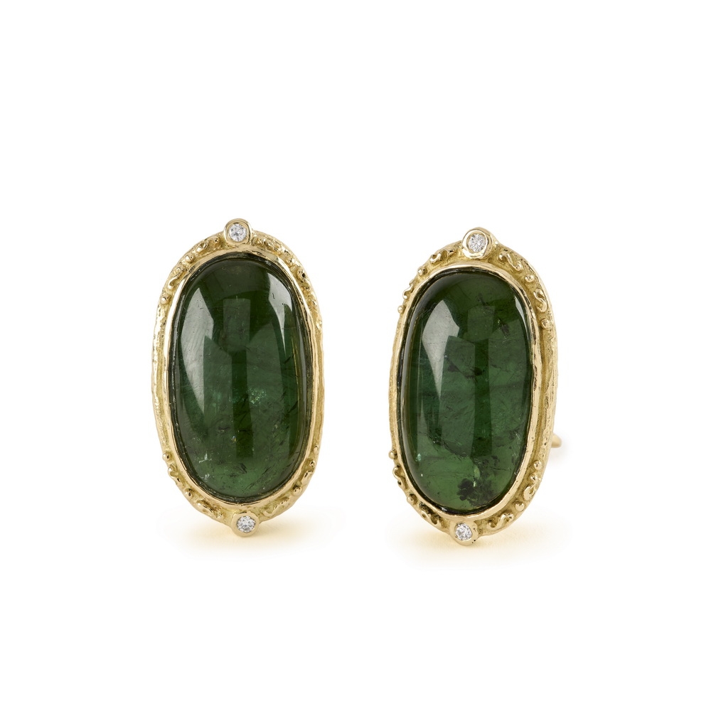 Cabochon Green Tourmaline and Diamond Earrings E-1850-17014,_Cab_Green_Tourm__Dia_Earrings.jpg