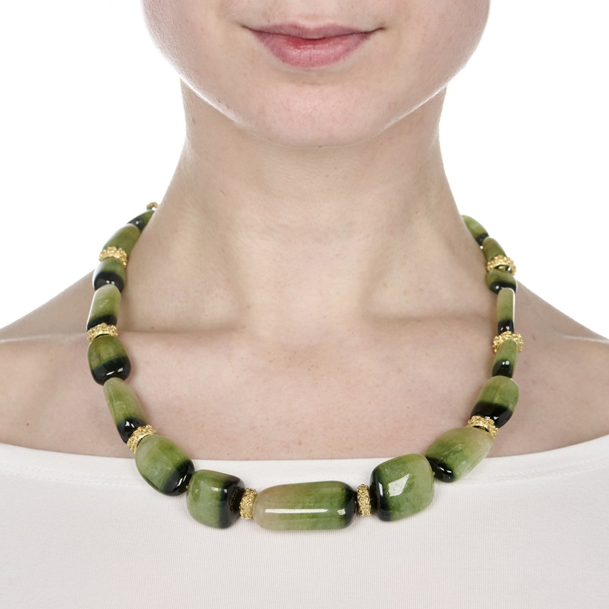 Green Tourmaline Bead Necklace with 