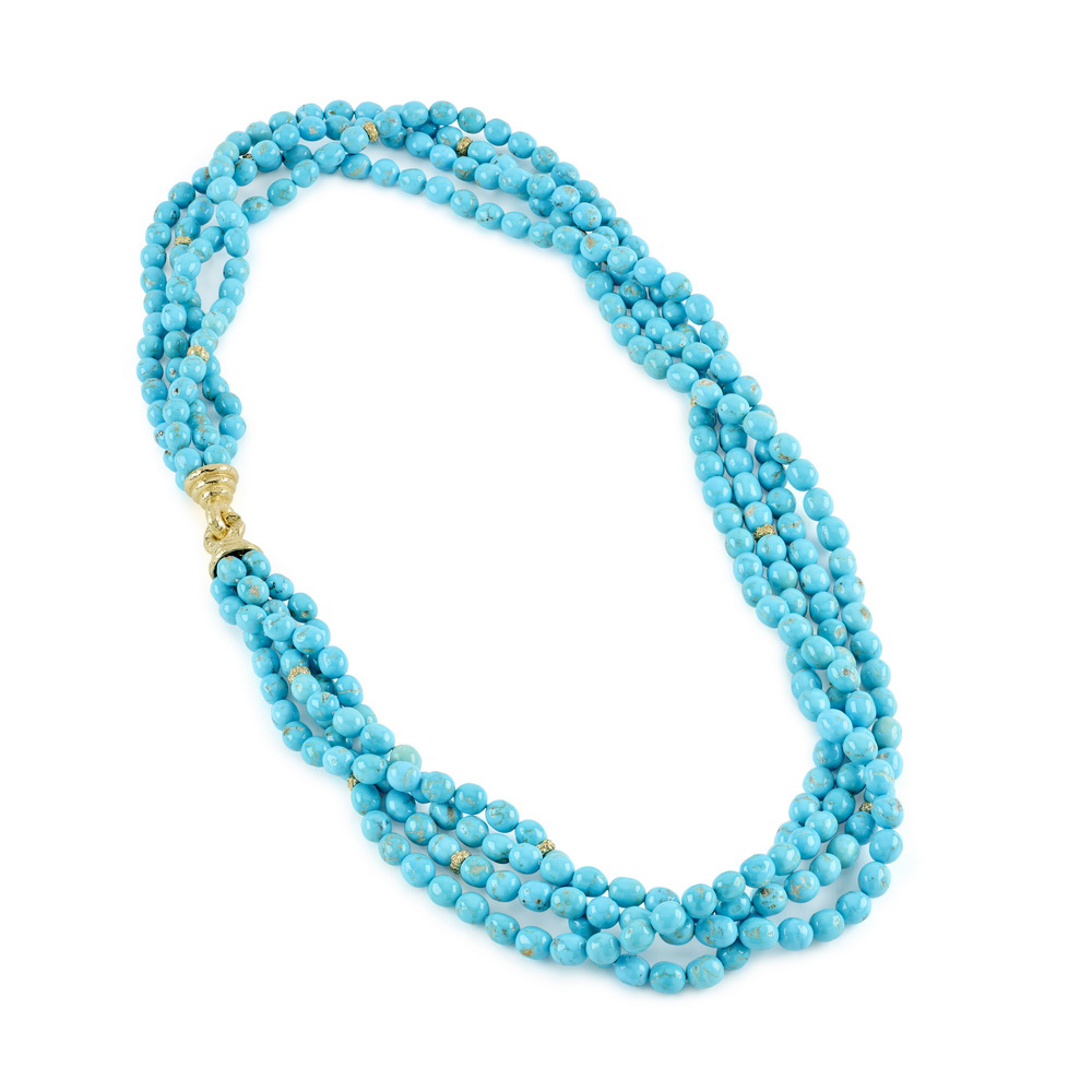 Multi Stand Turquoise Bead Necklace