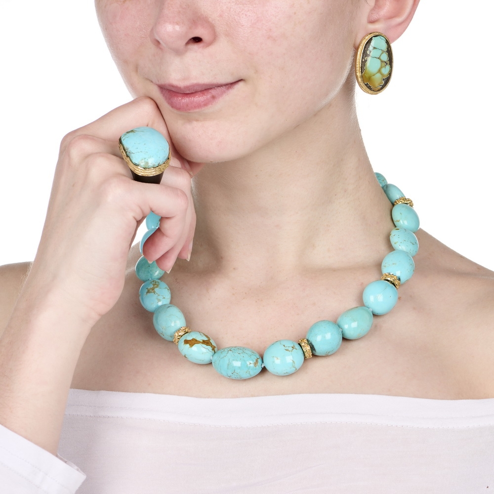 Turquoise Nugget Necklace with Laura Rondelles and Small Mimi toggle clasp R-1687,_N-2304_E-1729_on_model.jpg