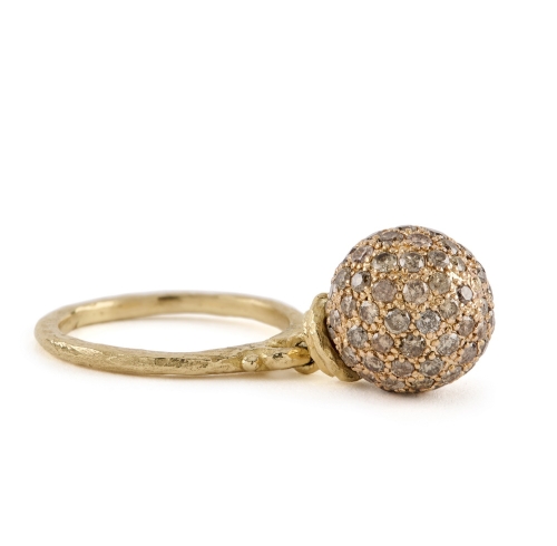 Cognac Diamond Ball Stacking Ring